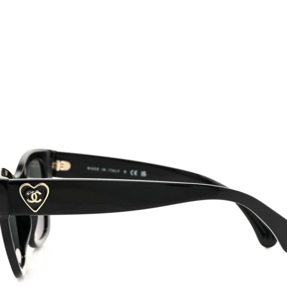 CHANEL Acetate Square CC Heart Sunglasses 5478-A Black - Picture 2 of 8
